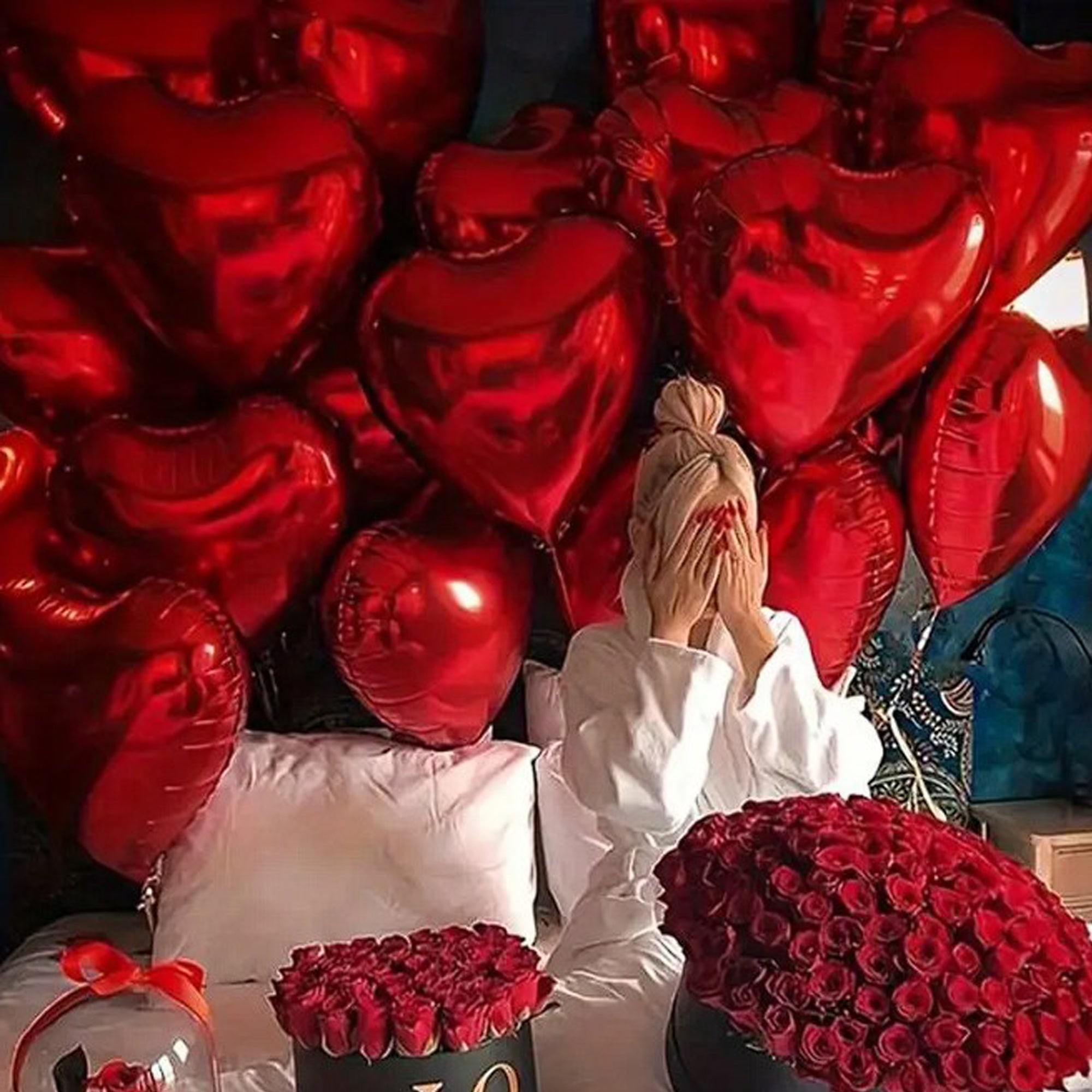 25 Stück rote Herz-Folienballons mit je 45cm