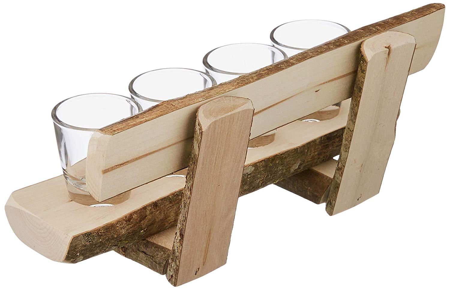 Holzbank mir Schnapsgläsern personalisiert