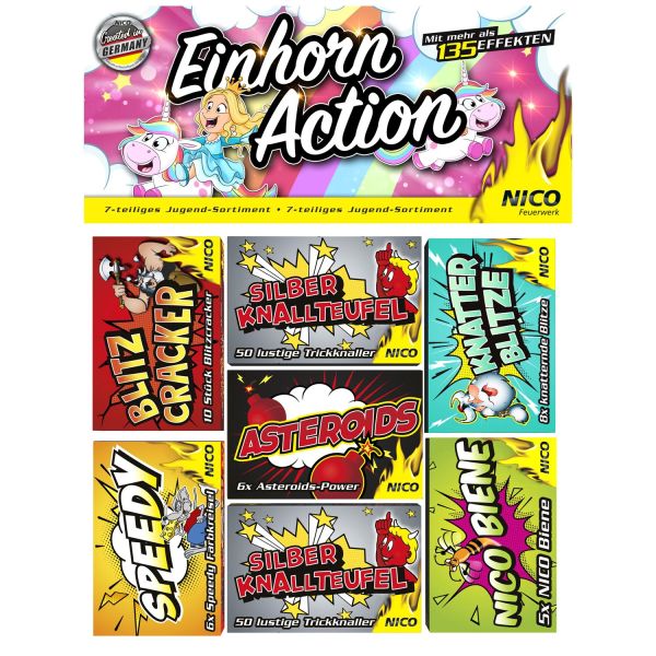 Einhorn Action Feuerwerk Set